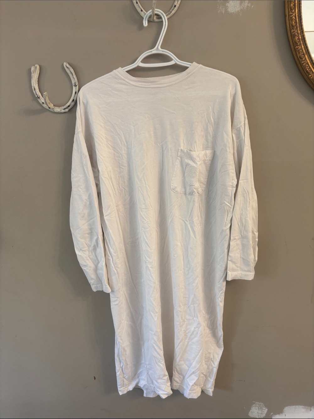 Club Monaco White Long-Sleeve Cotton Nightshirt - Picture 1 of 3